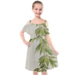 Watercolor Leaves Branch Nature Plant Growing Still Life Botanical Study Kids  Cut Out Shoulders Chiffon Dress