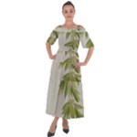 Watercolor Leaves Branch Nature Plant Growing Still Life Botanical Study Shoulder Straps Boho Maxi Dress 