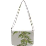 Watercolor Leaves Branch Nature Plant Growing Still Life Botanical Study Double Gusset Crossbody Bag
