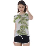 Watercolor Leaves Branch Nature Plant Growing Still Life Botanical Study Short Sleeve Open Back T-Shirt