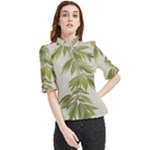 Watercolor Leaves Branch Nature Plant Growing Still Life Botanical Study Frill Neck Blouse