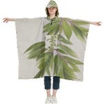 Watercolor Leaves Branch Nature Plant Growing Still Life Botanical Study Women s Hooded Rain Ponchos