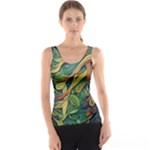 Outdoors Night Setting Scene Forest Woods Light Moonlight Nature Wilderness Leaves Branches Abstract Women s Basic Tank Top