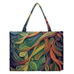 Outdoors Night Setting Scene Forest Woods Light Moonlight Nature Wilderness Leaves Branches Abstract Medium Tote Bag