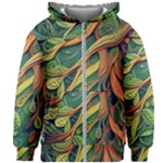 Outdoors Night Setting Scene Forest Woods Light Moonlight Nature Wilderness Leaves Branches Abstract Kids  Zipper Hoodie Without Drawstring