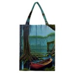 Boat Canoe Swamp Bayou Roots Moss Log Nature Scene Landscape Water Lake Setting Abandoned Rowboat Fi Classic Tote Bag