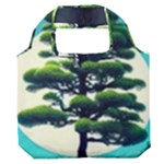 Pine Moon Tree Landscape Nature Scene Stars Setting Night Midnight Full Moon Premium Foldable Grocery Recycle Bag