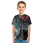 Night Sky Nature Tree Night Landscape Forest Galaxy Fantasy Dark Sky Planet Kids  Sport Mesh T-Shirt