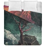 Night Sky Nature Tree Night Landscape Forest Galaxy Fantasy Dark Sky Planet Duvet Cover Double Side (California King Size)
