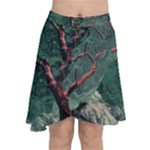 Night Sky Nature Tree Night Landscape Forest Galaxy Fantasy Dark Sky Planet Chiffon Wrap Front Skirt