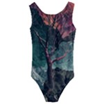 Night Sky Nature Tree Night Landscape Forest Galaxy Fantasy Dark Sky Planet Kids  Cut-Out Back One Piece Swimsuit