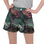 Night Sky Nature Tree Night Landscape Forest Galaxy Fantasy Dark Sky Planet Women s Ripstop Shorts