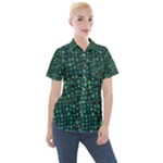 Squares cubism geometric background Women s Short Sleeve Pocket Shirt