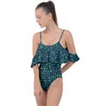 Squares cubism geometric background Drape Piece Swimsuit