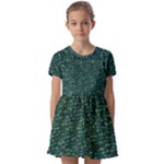 Squares cubism geometric background Kids  Short Sleeve Pinafore Style Dress