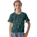Squares cubism geometric background Kids  Cuff Sleeve Scrunch Bottom T-Shirt