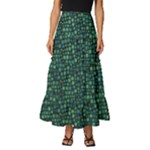 Squares cubism geometric background Tiered Ruffle Maxi Skirt