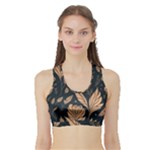 Background Pattern Leaves Texture Sports Bra with Border