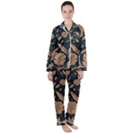 Background Pattern Leaves Texture Women s Long Sleeve Satin Pajamas Set	