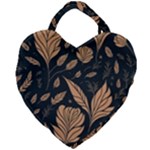 Background Pattern Leaves Texture Giant Heart Shaped Tote