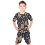 Background Pattern Leaves Texture Kids  T-Shirt and Shorts Set