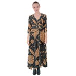 Background Pattern Leaves Texture Button Up Maxi Dress