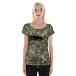Green Camouflage Military Army Pattern Cap Sleeve Top