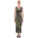 Green Camouflage Military Army Pattern Fitted Maxi Dress