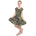Green Camouflage Military Army Pattern Kids  Short Sleeve Dress