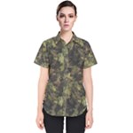 Green Camouflage Military Army Pattern Women s Short Sleeve Shirt