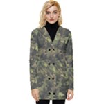 Green Camouflage Military Army Pattern Button Up Hooded Coat 