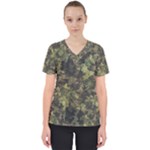 Green Camouflage Military Army Pattern Women s V-Neck Scrub Top