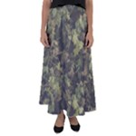 Green Camouflage Military Army Pattern Flared Maxi Skirt