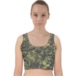 Green Camouflage Military Army Pattern Velvet Racer Back Crop Top