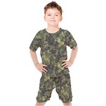 Green Camouflage Military Army Pattern Kids  T-Shirt and Shorts Set
