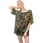 Green Camouflage Military Army Pattern Oversized Chiffon Top