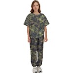 Green Camouflage Military Army Pattern Kids  T-Shirt and Pants Sports Set