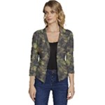 Green Camouflage Military Army Pattern Women s Casual 3/4 Sleeve Spring Jacket
