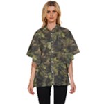 Green Camouflage Military Army Pattern Women s Batwing Button Up Shirt