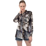 Woman in Space Long Sleeve Satin Shirt