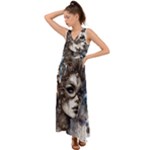 Woman in Space V-Neck Chiffon Maxi Dress