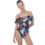 Woman in Space Frill Detail One Piece Swimsuit