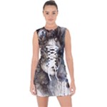 Woman in Space Lace Up Front Bodycon Dress
