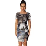 Woman in Space Fitted Knot Split End Bodycon Dress