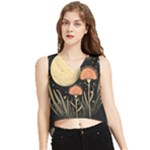 Flowers Space V-Neck Cropped Tank Top