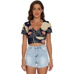 Flowers Space V-Neck Crop Top