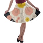 Space Flowers Universe Galaxy A-line Skater Skirt