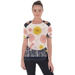 Space Flowers Universe Galaxy Shoulder Cut Out Short Sleeve Top