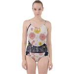 Space Flowers Universe Galaxy Cut Out Top Tankini Set