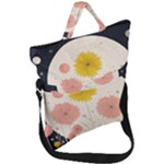 Space Flowers Universe Galaxy Fold Over Handle Tote Bag